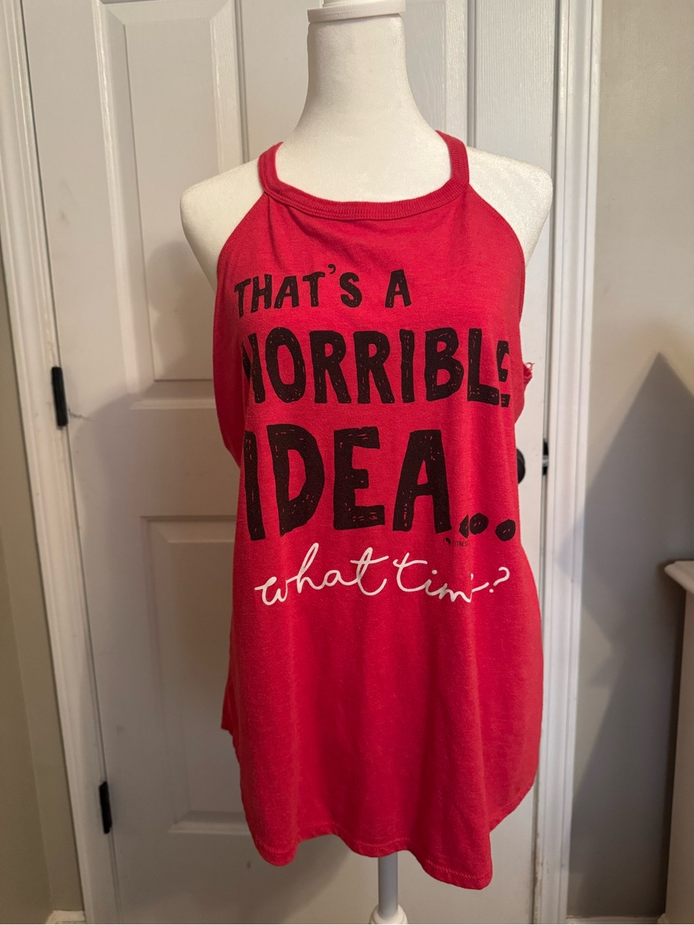 Women's Red Graphic Rocker Tank- FITNESS TEE CO